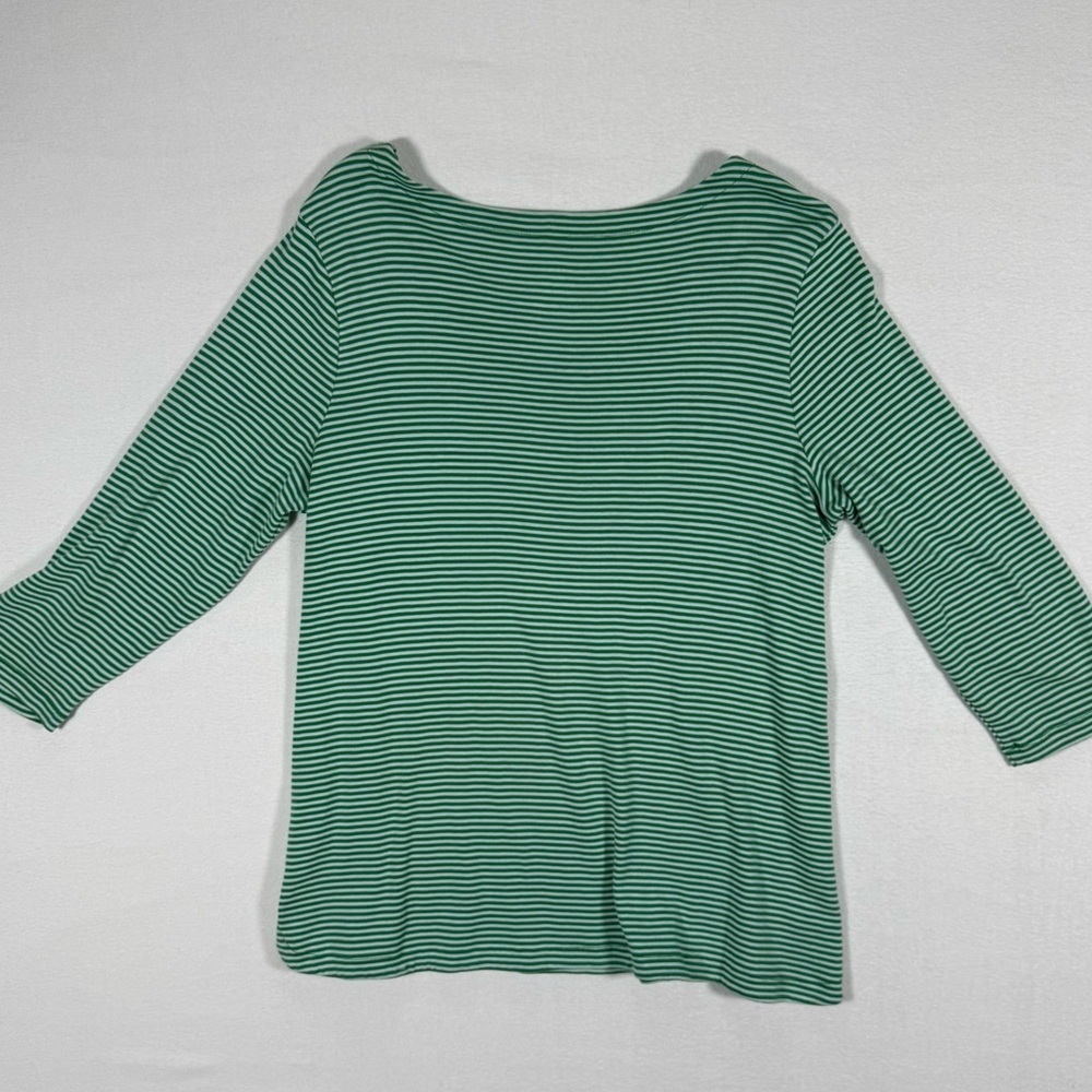 J.Jill 3/4 sleeve Green & Aqua Striped 100% Pima Cotton women large petite - Picture 7 of 7